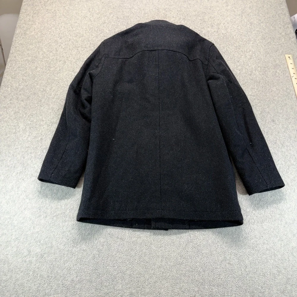 Nautica Mens Naval Peacoat Bib Black Single Breasted Wool Walker Classic Lined S